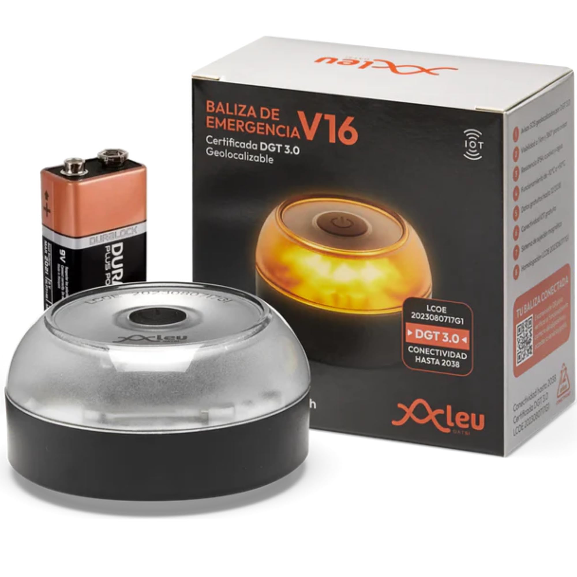 DGT Approved V16 Beacon with Geolocator – Certified by the DGT – Emergency Light Approved Car DGT V16 with Geolocation – 12 Years of Connectivity – IP55 + Magnetic Base + Batteries Included