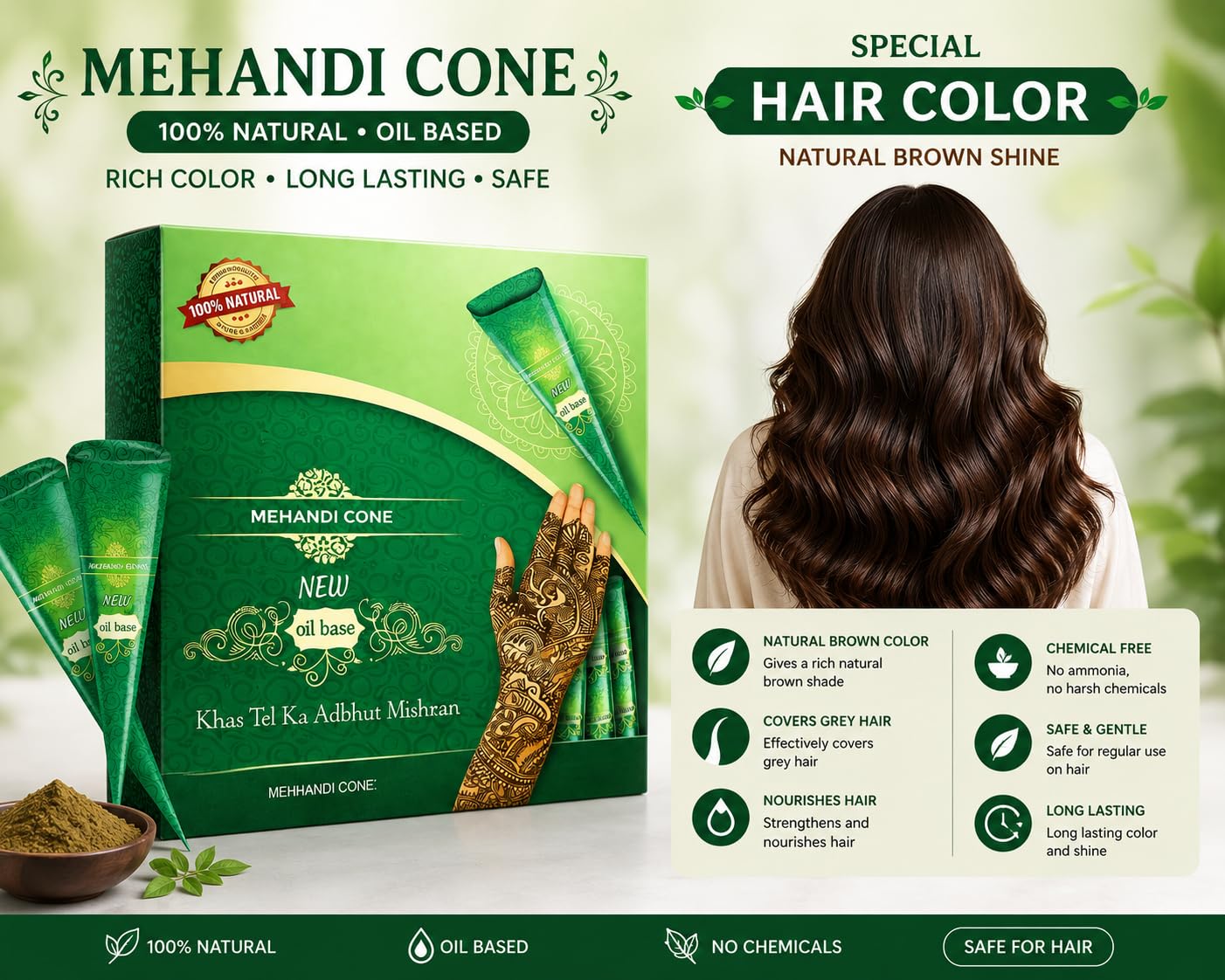 Henna Cones 12 Pack Ready to Use Henna Tattoo Cone Dark Brown Organic Indian Long Lasting Temporary Tattoo Tubes Color For Women For Hair Coloring- 10.88 Oz Pack of 12