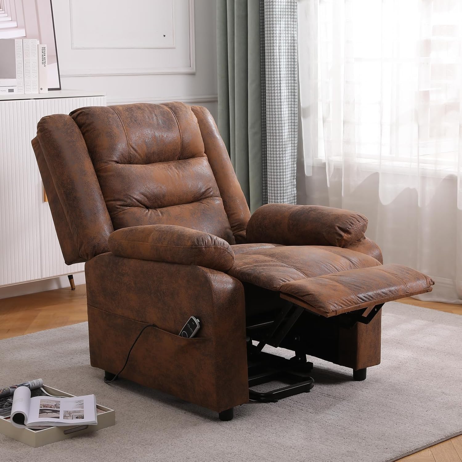 Silla Eléctrica Reclinable Sillón de TV Sillón de Masaje con Calefacción Función Reclinable (Brown)