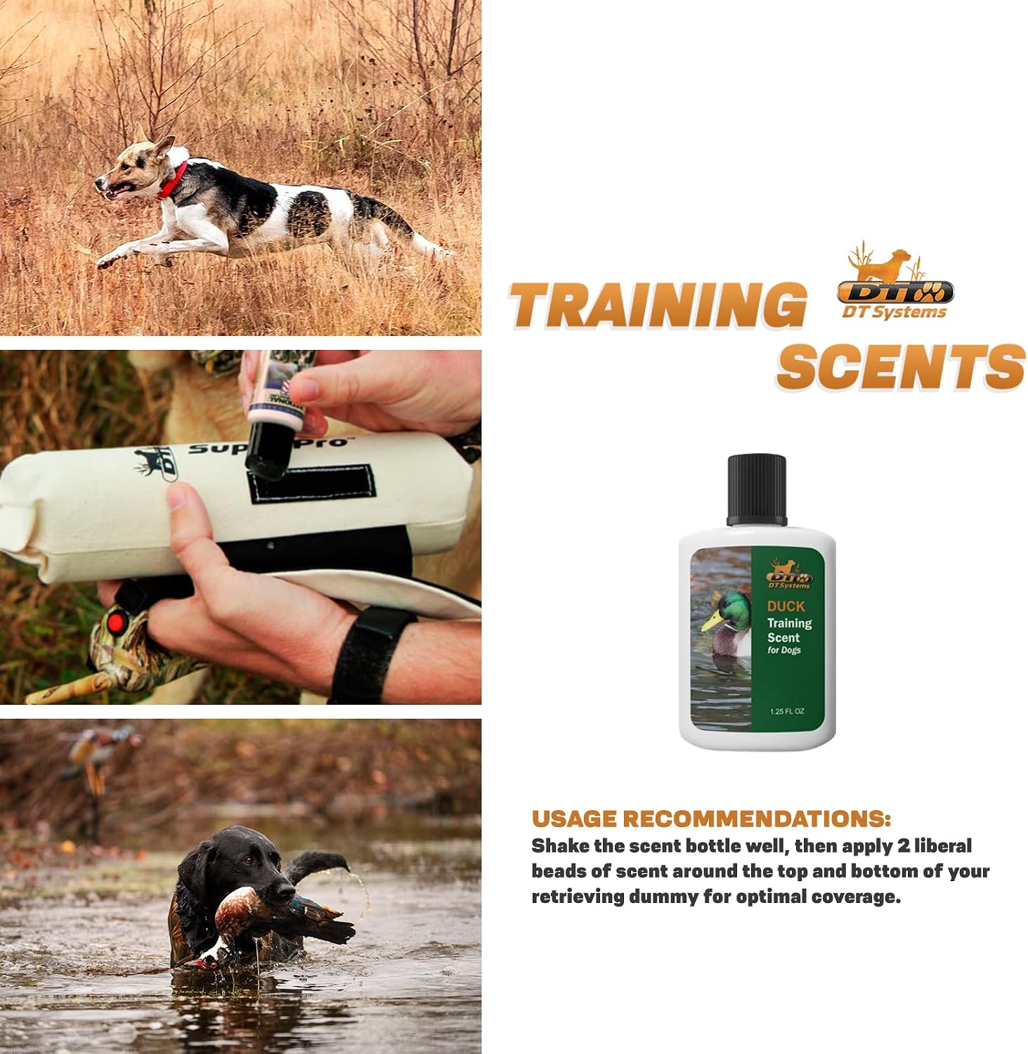 DT Systems Super Pro Series Training Scents, Natural Real Concentrated Hunting Retriever Dog Field Game Trailing Scent Training Aid for Puppies, Adult & Senior Dogs, 1.25 oz | Natural Real Concentrated Hunting Retriever Dog Field Game Trailing Scent Training Aid