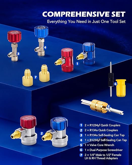 Set de Manómetros AC Orion Motor Tech para R1234yf R404a R134a miniatura 3