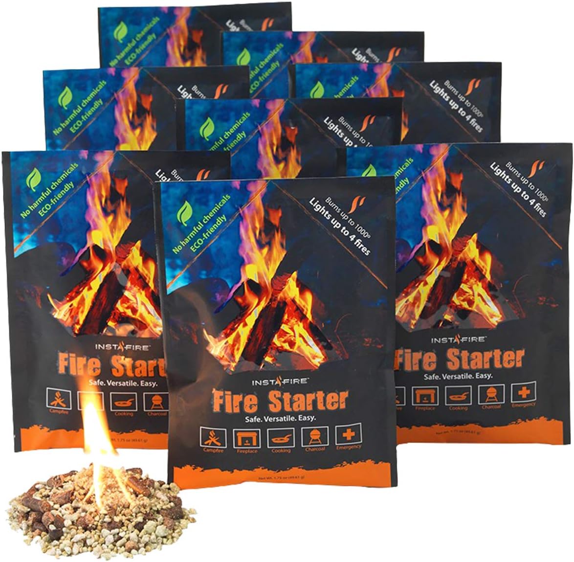 Instafire Granulated Fire Starter, All Natural, Eco-Friendly, Lights up to 48 Total Fires in Any Weather, Awarded 2017 Fire Starter of The Year