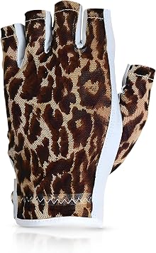 Animal Print Solar Tan Fashion Half Glove | UV Protection SPF 10, Breathable & Stylish, Tan-Through Solar Fabric