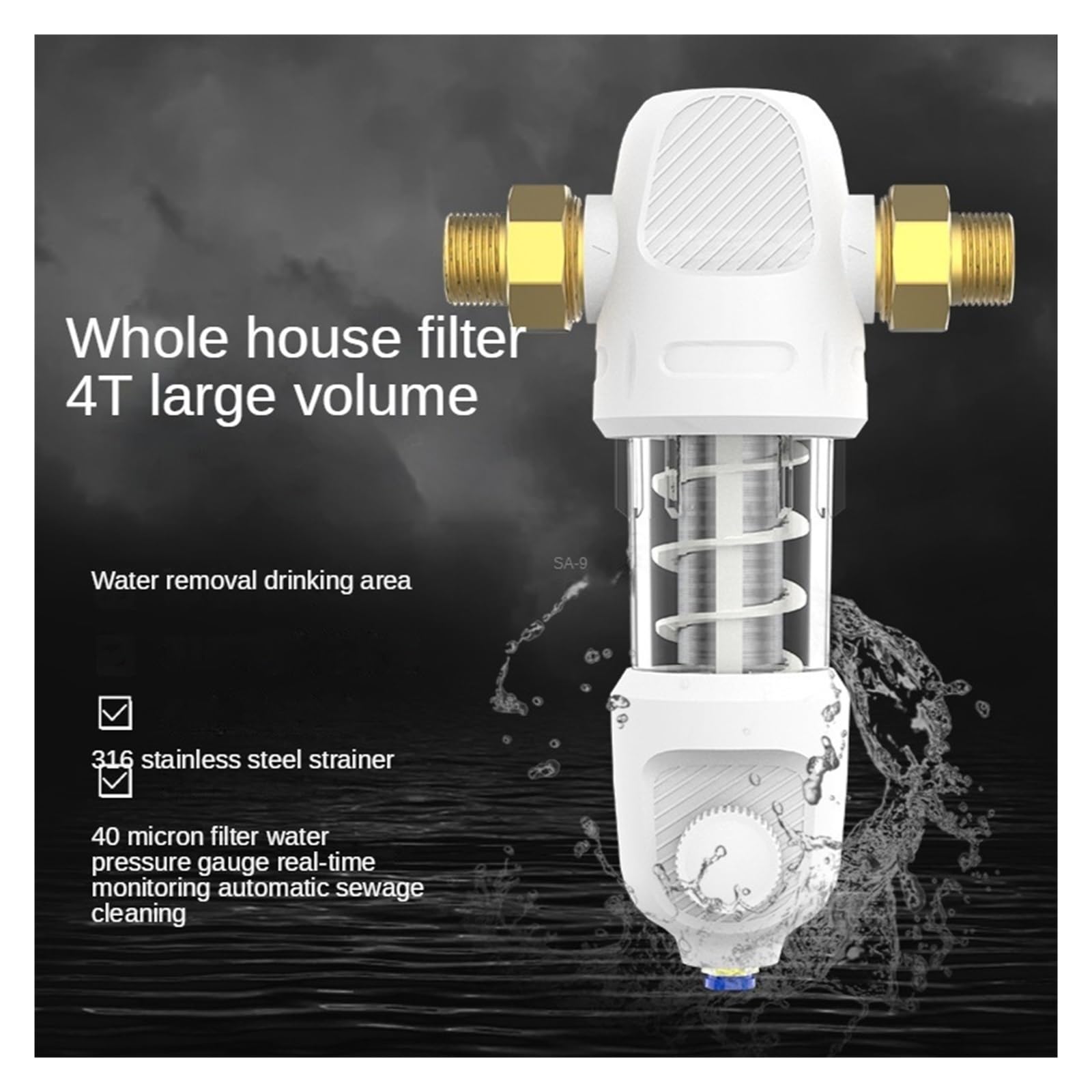 Kit système d'osmose Inverse Préfiltre de Lavage à Contre-Courant pré-Automatique, Filtre Eau sédiments, système Central Purification Toute la Maison Système de Filtre à Eau