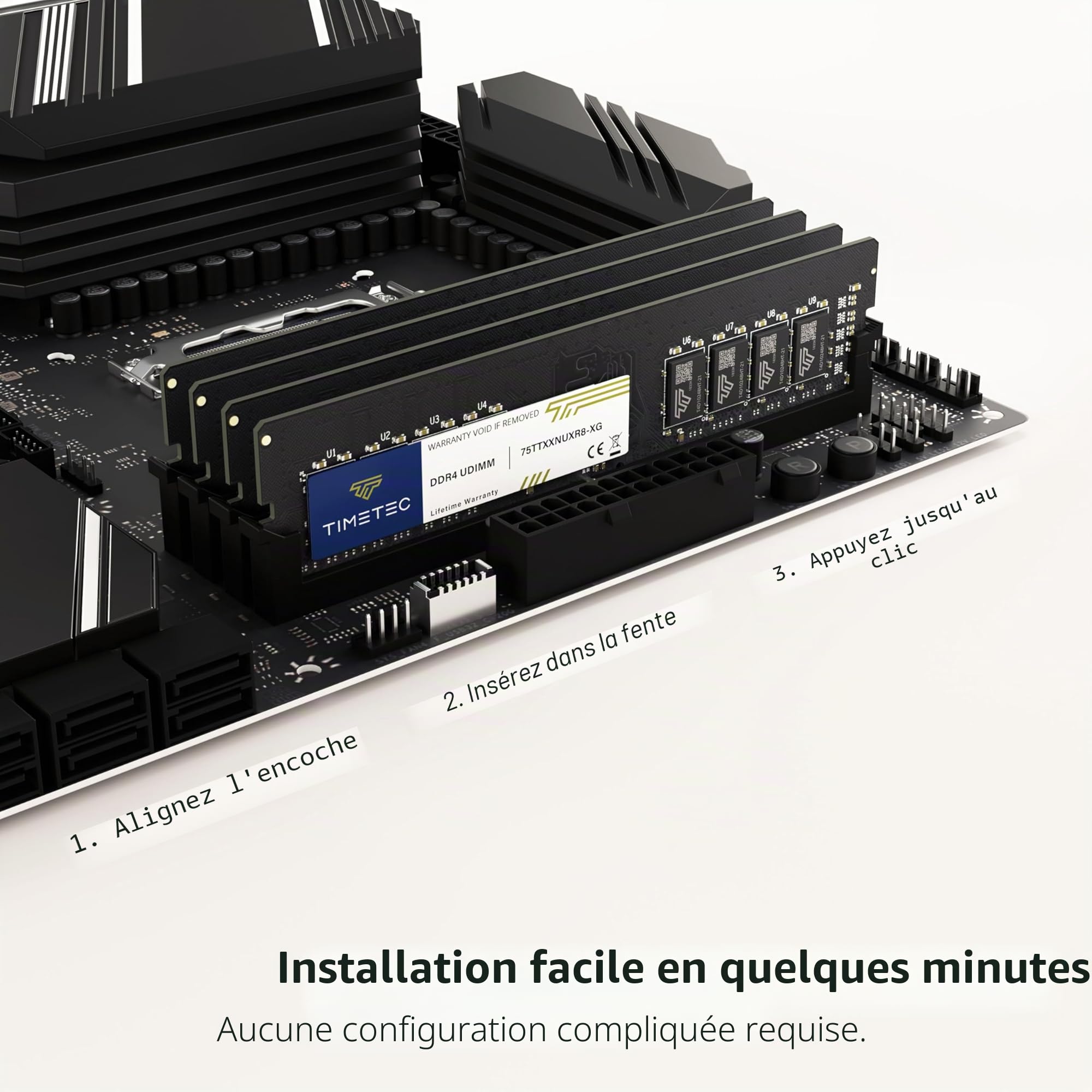 Timetec 16 Go DDR4 3200MHz PC4-25600 CL22 1.2V Non-ECC Unbuffered Conçu pour Les Jeux et Graphiques Compatible avec AMD/Intel Desktop PC Mise à Niveau du Module RAM