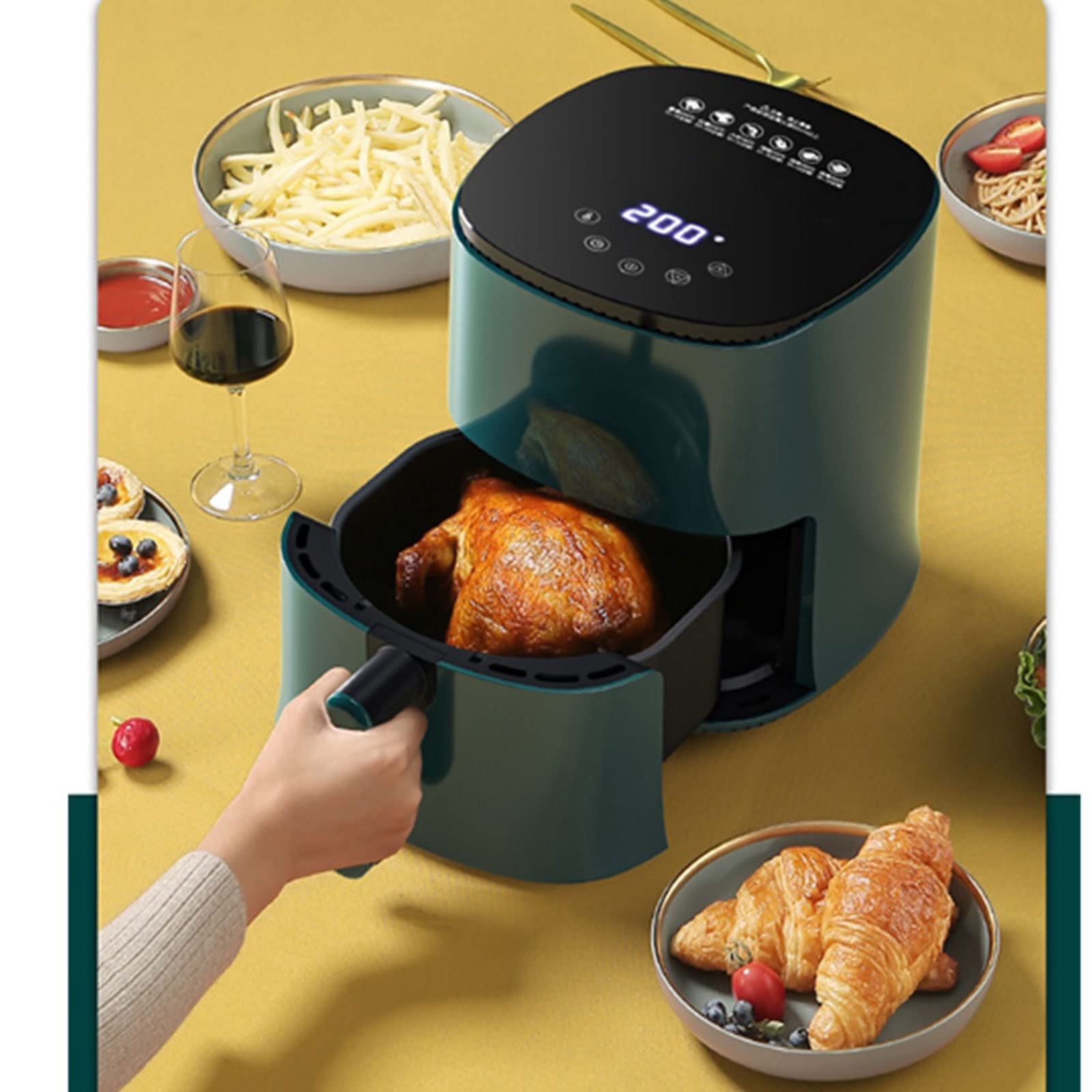 Frytkownica powietrzna, frytkownica powietrzna, frytkownice elektryczne, bezolejowa, wielofunkcyjna, regulowana kuchenka z czasem, inteligentny elektryczny piekarnik z frytkownicą powietrzną (kolor: