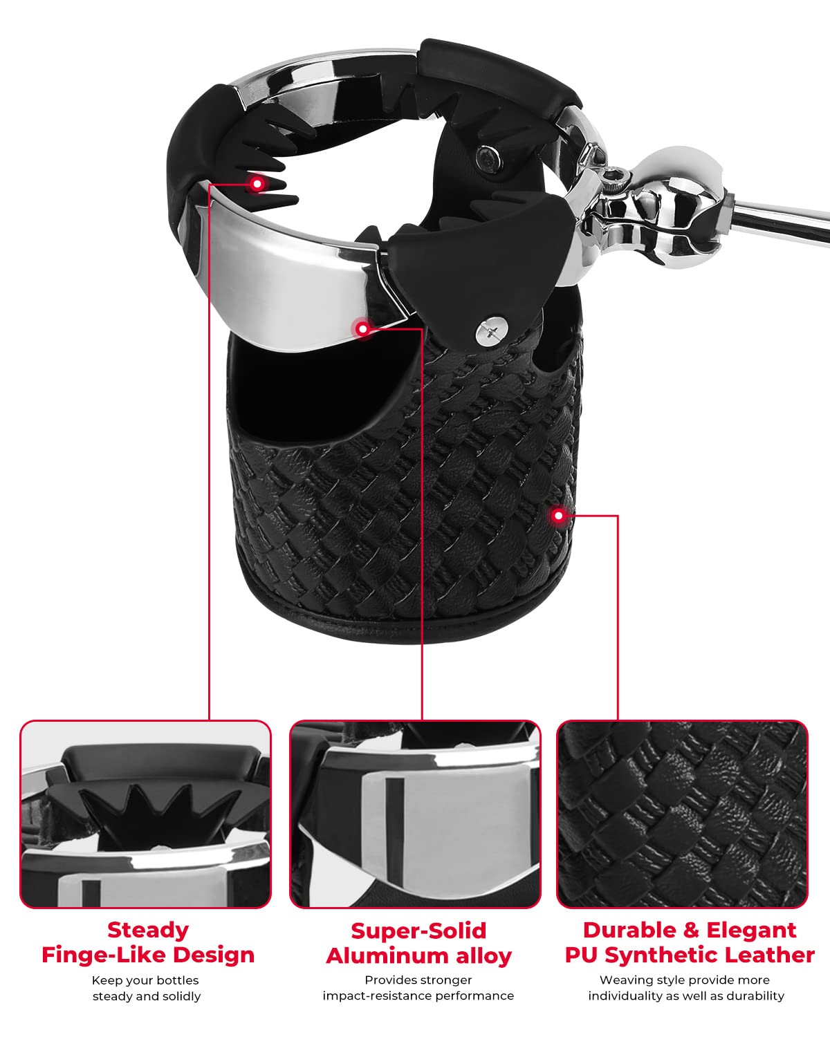 KEMIMOTO Motorcycle Passenger Cup Holder - For Harley Touring Trike Models 2014-2025