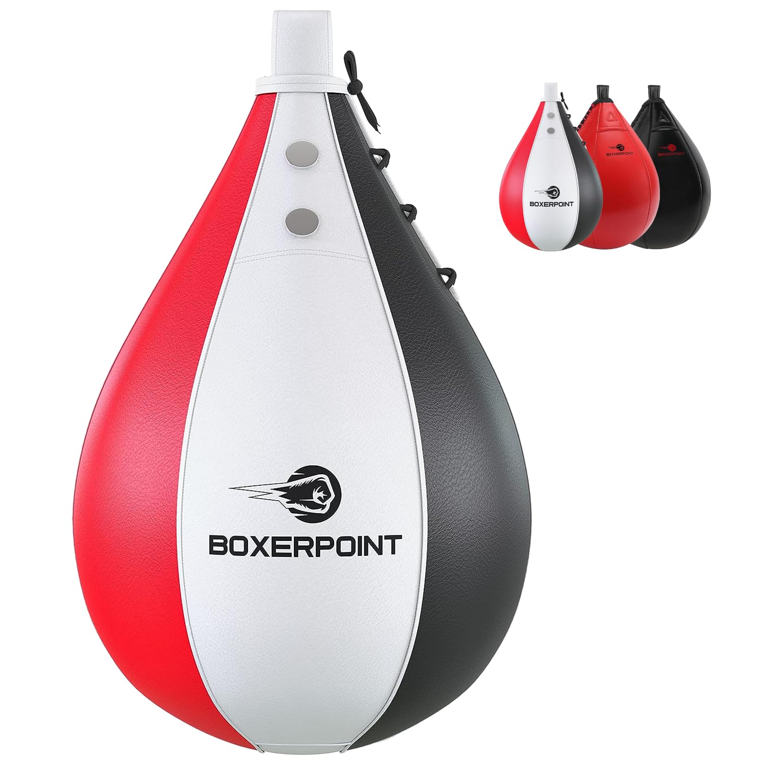 BOXERPOINT Speed Bag for Boxing - Durable PU Leather Punching Bag for Adults - Anti-Leak Boxing Bags Home Gym Training Equipment, Portable Heavy Bags - Large Reflex Ball, Indoor & Outdoor