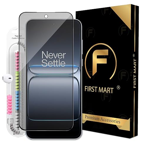 FIRST MART Matte Anti-Glare Tempered Glass for OnePlus Nord 5 and Oneplus 15R With Installation Kit | Military-Grade Gaming Screen Protector & Cable Guard | Edge to Edge Coverage | Black