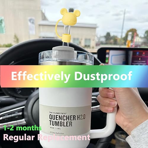 Miniatura 15 de Juego de 4 fundas de popote con diseño de estrella compatibles con vasos Stanley de 30 y 40 onzas, reutilizables, bonitas puntas de popote de 09-4