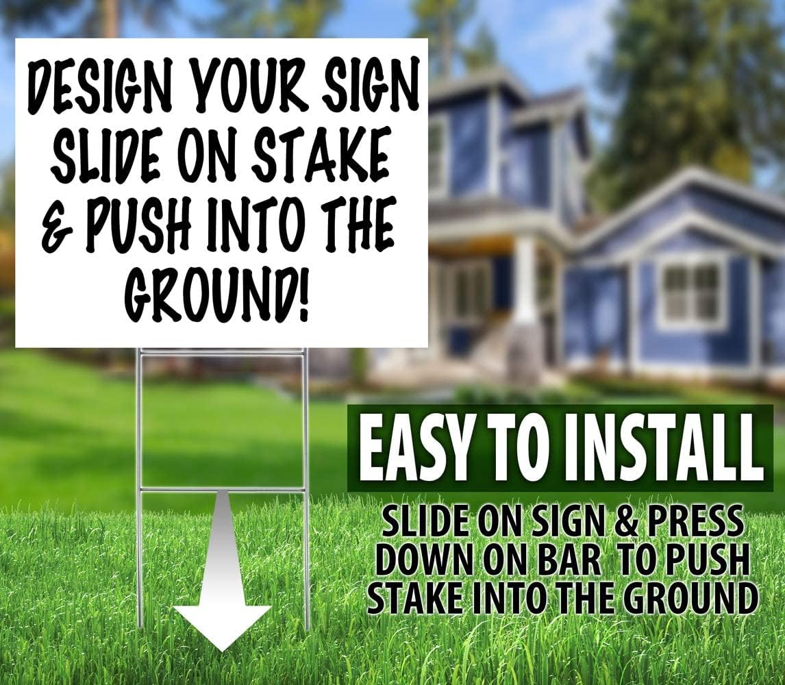 Durable Blank Corrugated White Yard Sign Kit Includes 50 Large 18x24 Signs and Strong 10x24 Galvanized Steel Double H Yard Stakes - Pack of 50 18x24 Signs with Yard Stakes