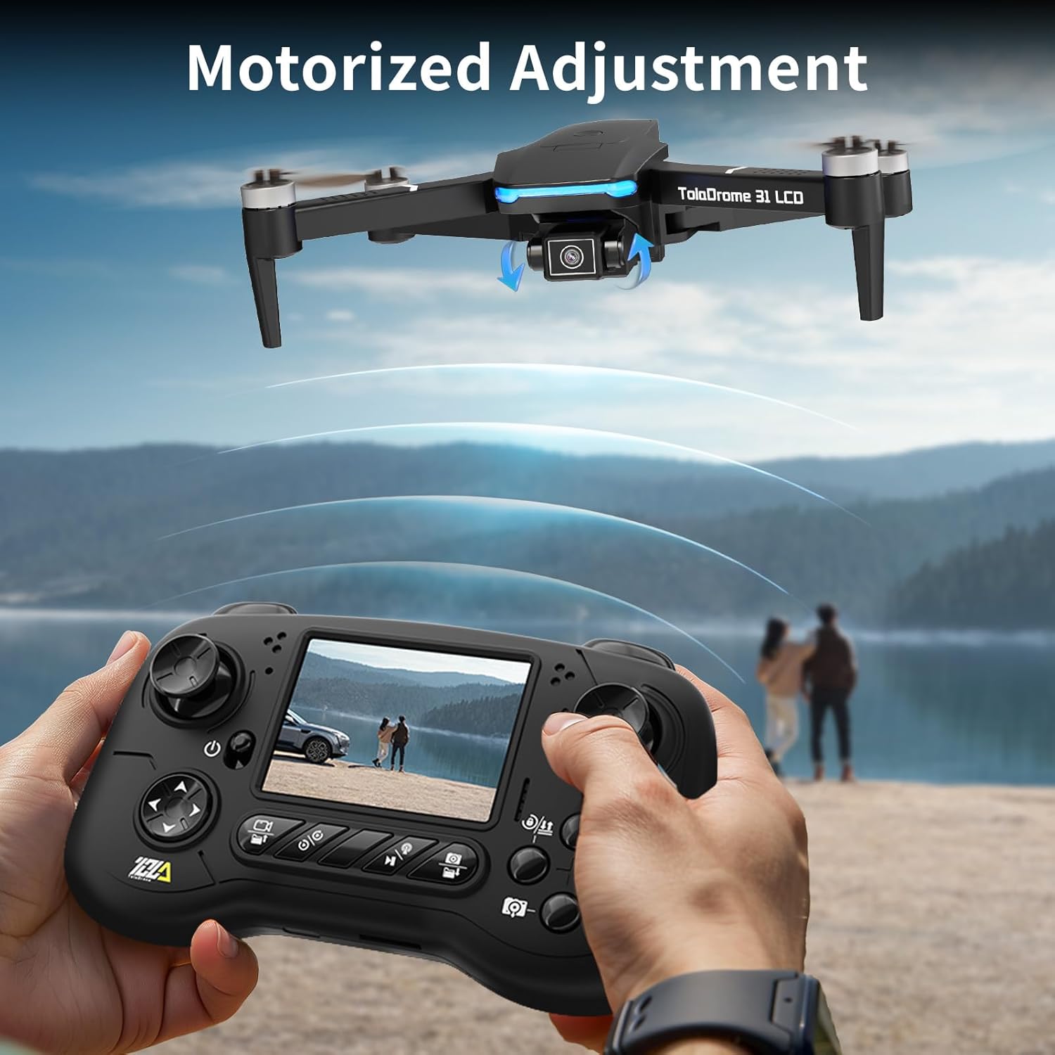 TD31LCD RC Drone with LCD Screen, Foldable Drone for Beginners Digital Image Real-time Transmission, Fine Tuning Function Brushless Motor Drones for Adults
