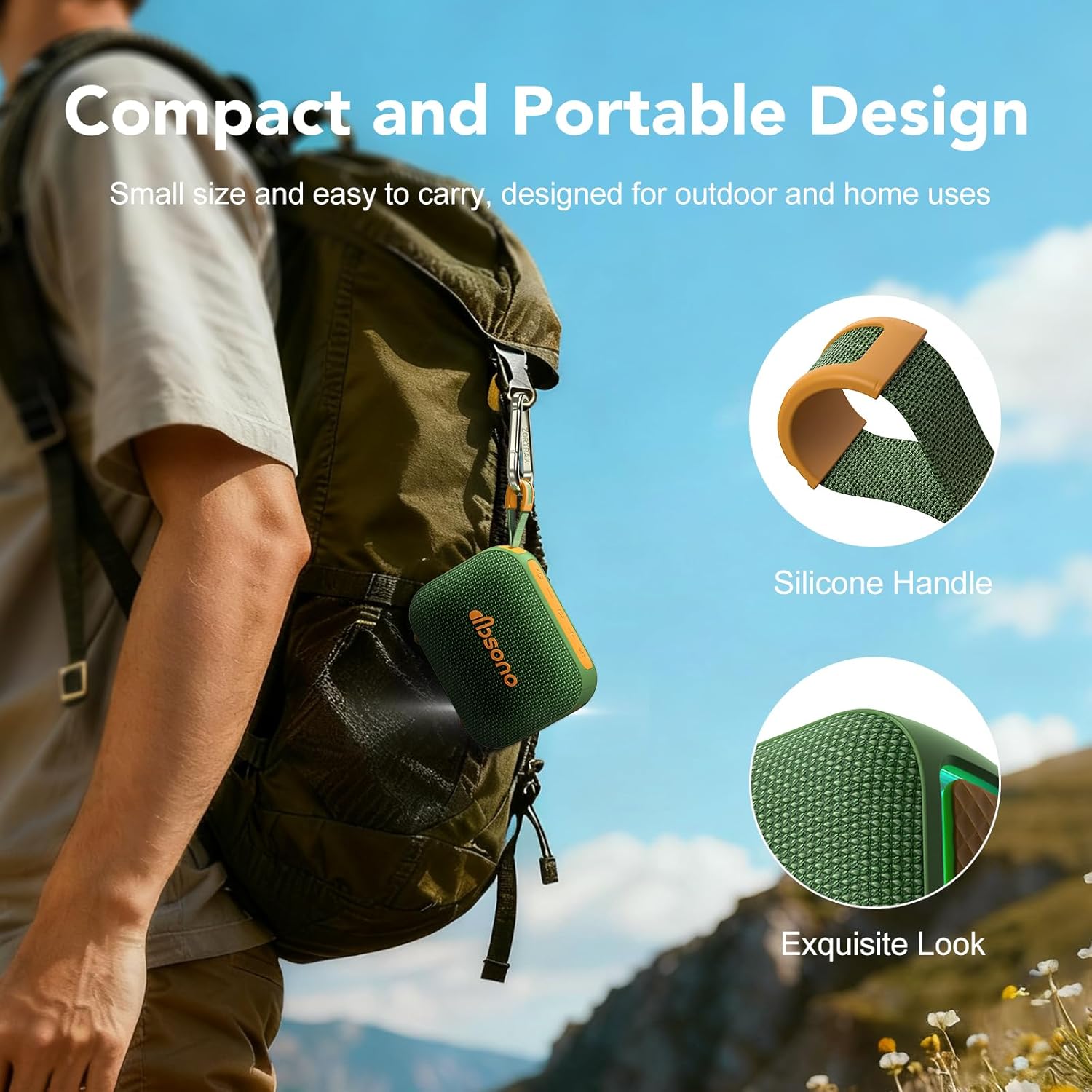 Portable Bluetooth Speaker Waterproof Gift: IPX5 HD Sound Up to 24H Playtime, TWS Pairing, Wireless Speakers with Lights, Travel Essentials Birthday Gifts for Men Women Boys Girls-Dark Green - Image 4