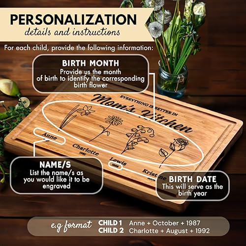 Miniatura 9 de Regalos de Navidad personalizados para mamás y abuela, regalo de Navidad personalizado con diseño de flores de jardín, regalo de cocina perfecto