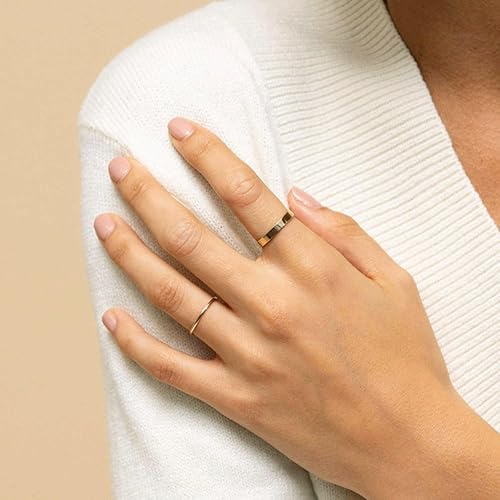 Miniatura 2 de Honsny 3PCS Gold Rings for Women Girls Dainty 14K Gold Stacking Stackable Rings Thin Gold Ring Set for Women Comfort Fit Size 5 to 10