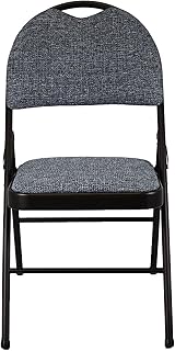 Meta Heavy Duty Folding Chair with Padded Fabric Seat & Backrest – Steel Frame, Comfortable Office, Dining, Study & Party Chair, Supports Heavyweight Persons (1, Blue)