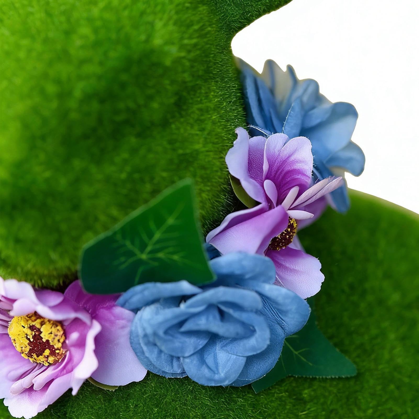 Statua da Giardino a Forma di Coniglio con Ghirlanda di Fiori in Resina | Posavasos para Hacer Cócteles Portátil per Prato Ingresso Tavolo Angolo Interno Ufficio Scrivania