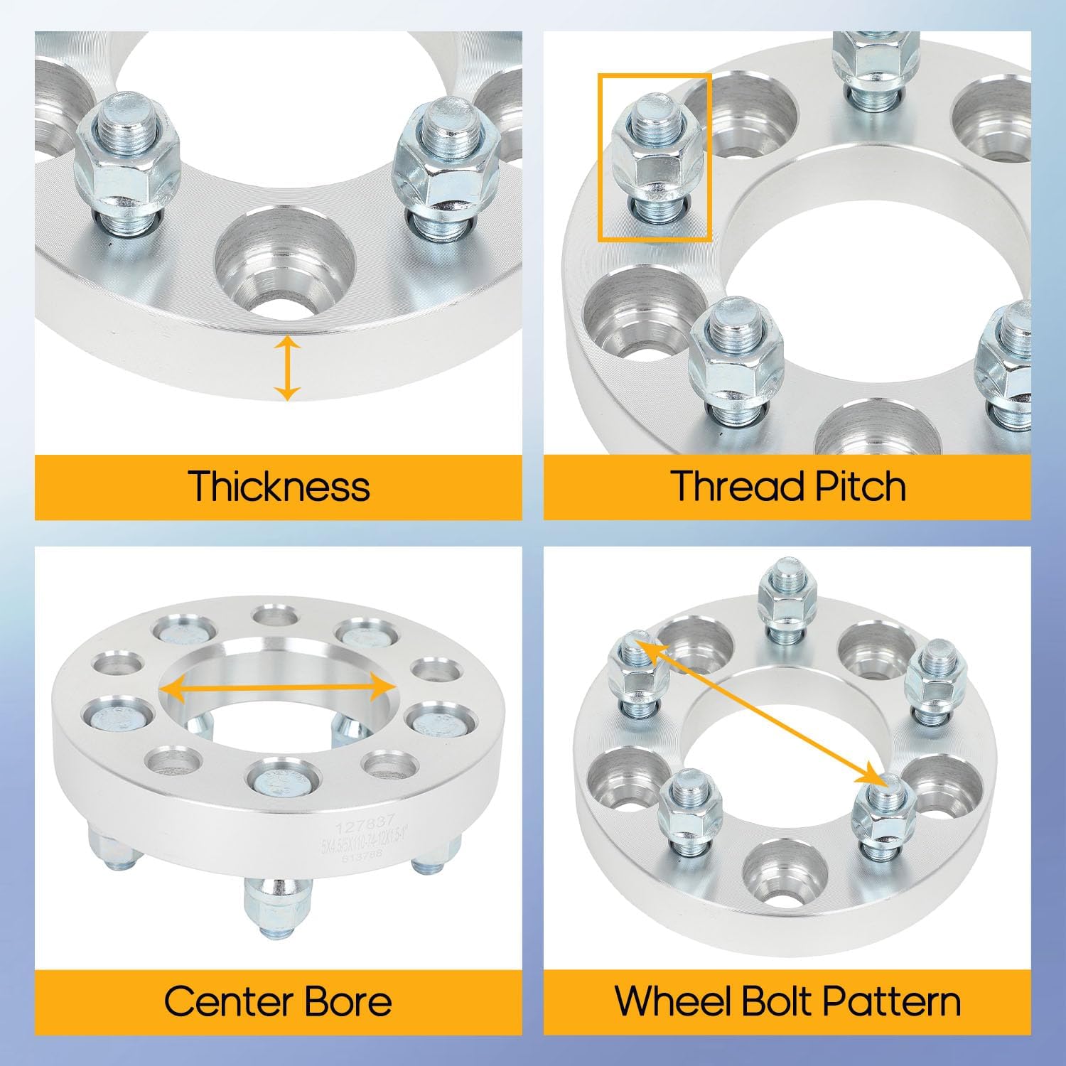 OCPTY 4 PCS 1" Wheel Spacers 5x4.5 to 5x110 Wheel Adapters 5x114.3 to 5x110 with 12x1.5 Studs fits for 1973-2021 for Honda Civic 1976-2021 for Honda for Accord 1992-2015 for Toyota for Camry