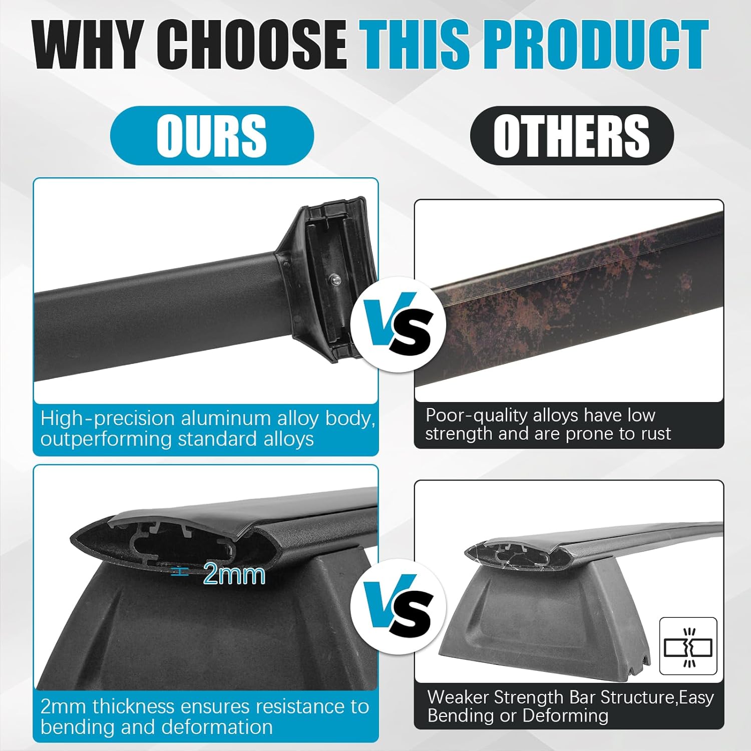 Roof Rack Cross Bars for 2011-2021 Jeep Grand Cherokee Accessories, Lockable 165lbs Aluminum Roof Rack Crossbars Storage Accessories, Bicycle Rack, Kayak Rack, Cargo Box, Cargo Carrier, Ski Rack