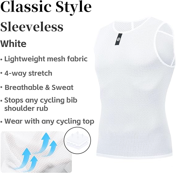 YKYWBIKE Men's Cycling Base Layer Sleeveless Cycling Jersey Men Quick Dry Bicycle Undershirt Mesh Bike Base Layer Vests