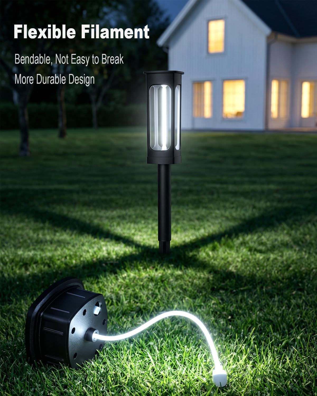 Solar Pathway Lights Outdoor 6 Pack, Upgraded Brighter 6 Inch extended filament Solar Garden Lights, Waterproof Up to 15 Hrs Lighting for Yard Garden Walkway Driveway Landscape Patio Decor （White）