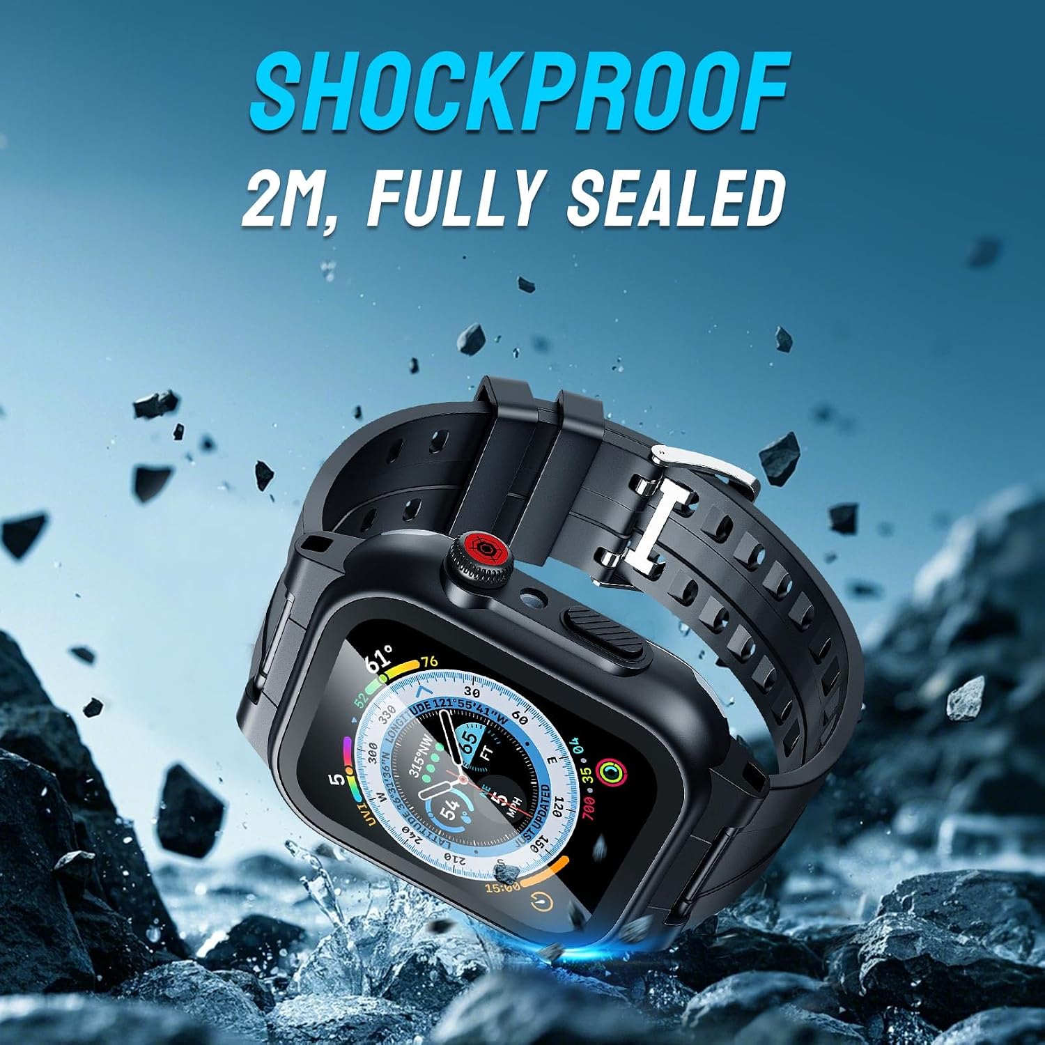 IP68 Waterproof Case with Band and Screen Protector Compatible for Apple Watch Series 10 9 8 7 6 5 4 3 2 SE2 SE,42mm