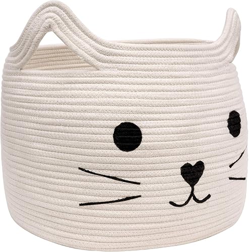 Miniatura 9 de Canasta de almacenamiento tejida con cuerda de algodón, tamaño grande, organizador para cuarto de servicio, juguetes, mantas, ropa, toallas,
