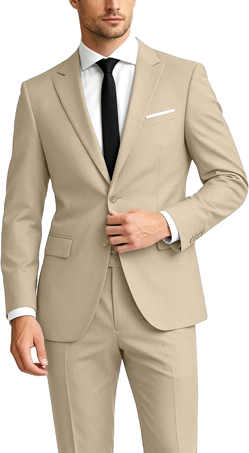 Men's Suits Slim Fit 2 Piece Wedding Suits for Men Tuxedo Set Blazer Dress Pants Mens Formal Suit for Business Prom