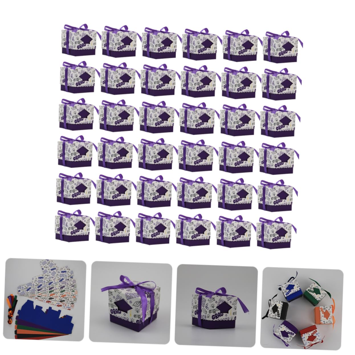 Garneck 50stücke Süßigkeitenboxen Für Abschlussfeiern Gastgeschenkboxen Aus Papier Party-süßigkeitenbehälter Bonbonverpackungsboxen Süßigkeitenboxen Mit Abschlussmotiven Geschenkverpackung