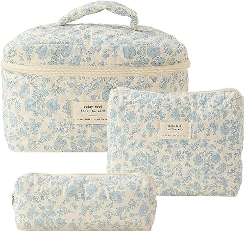 Miniatura 8 de Juoxeepy Bolsa de maquillaje acolchada de algodón floral, bolsa de cosméticos Jolly House Neceser Coquette Estético Bolsa de maquillaje Cosméticos,
