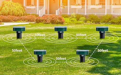 8PK New Green Mole Repellent For Lawns Gopher Repellent Ultrasonic Solar Powered Snake Repellent Deterrent Mole Repeller Vole Repellent Outdoor Lawns Garden Yard All Pests Sonic Spikes Stakes Chaser - 5