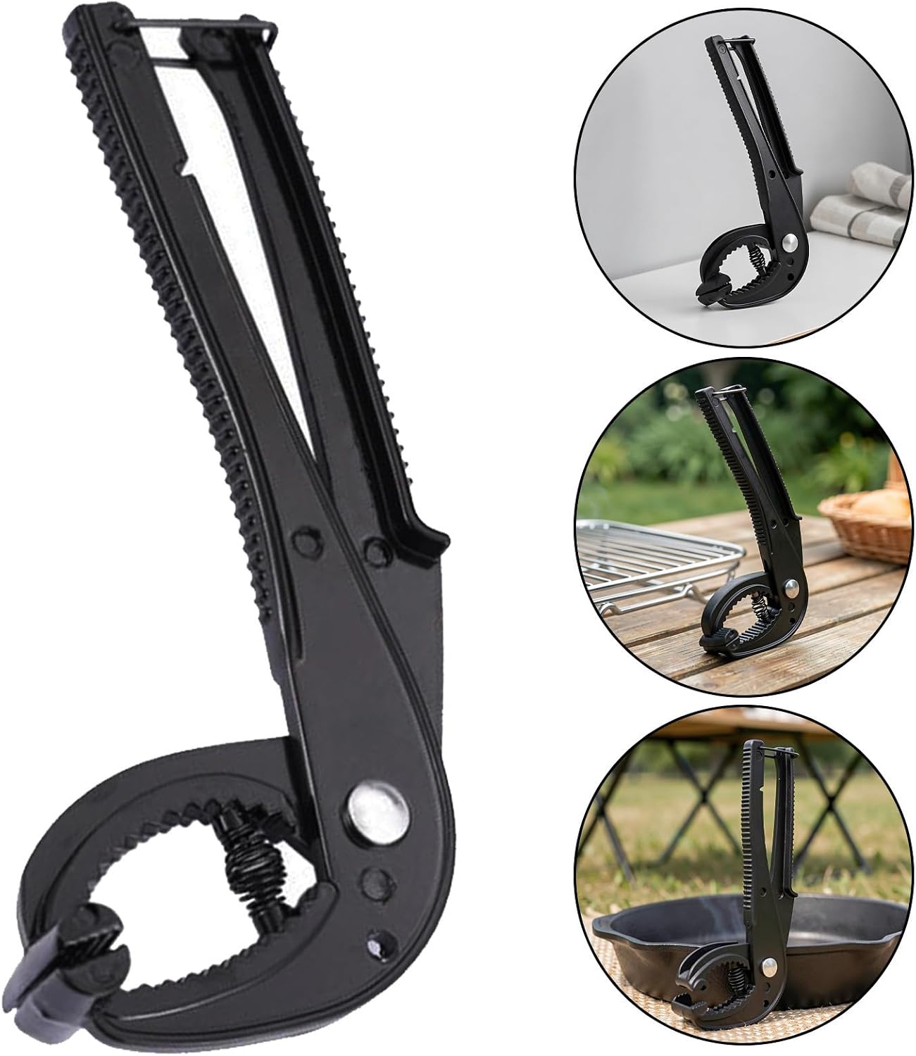 2pcs Cast Iron Grate Lifter Serrated Jaws and Locking Clip