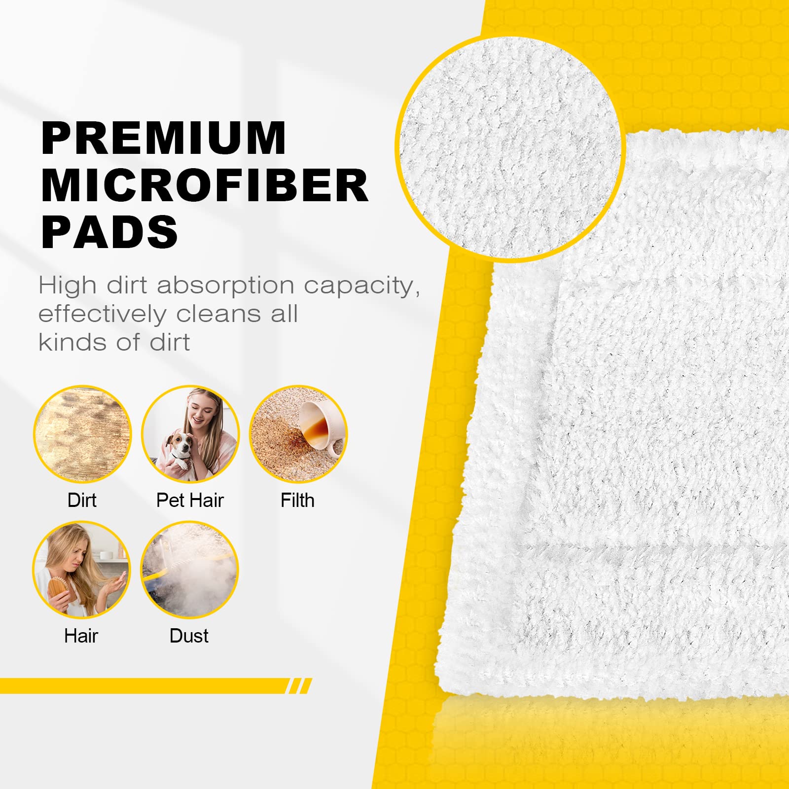 Set Pannelli Microfibra Per Pulitori Vapore Kärcher SC - 4 Panni, EasyFix, Lavabili A 60°C
