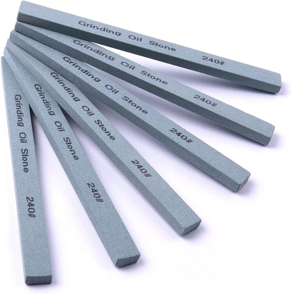 CHEERBRIGHT 240# 6pcs Green Carbon Whetstone Stone Set Sharpening OilStone Kit (5.9x0.47x0.24Inch)