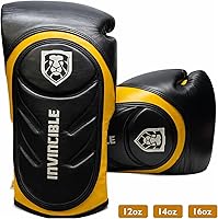 Vista 3 de Invincible Fight Gear Professional Hook and Loop Leather Training Boxing Gloves v2.0 - Ideal for Boxing, Kickboxing, Muay Thai, MMA for Men Women