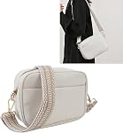Camera Bag,Shoulder Bag Purse, Large Capacity PU Leather Camera Bag with Shoulder Strap for Shopping Travel (White)