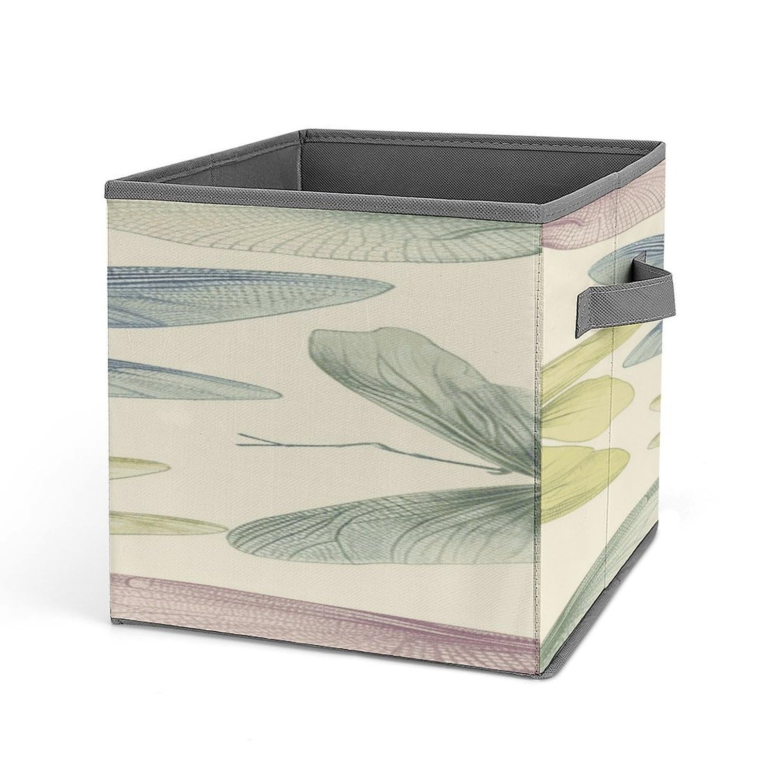 Fodpand Style Dragonfly Drawing Storage Cubes Foldable Decorative Fabric, Storage Bins Baskets With Handles, Closet Organizers And Storage For Home, Office,Closet, Clothes