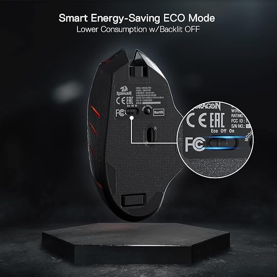 Redragon M690 PRO Wireless Gaming Mouse, 8000 DPI Wired/Wireless Gamer Mouse w/Rapid Fire Key, 8 Macro Buttons, Ergonomic Design for PC/Mac/Laptop, Black