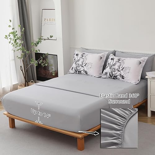 Miniatura 5 de Luxudecor Juego de edredón floral tamaño King de 7 piezas, cama de flores negras en una bolsa, elegante juego de edredón de tinta para todas las