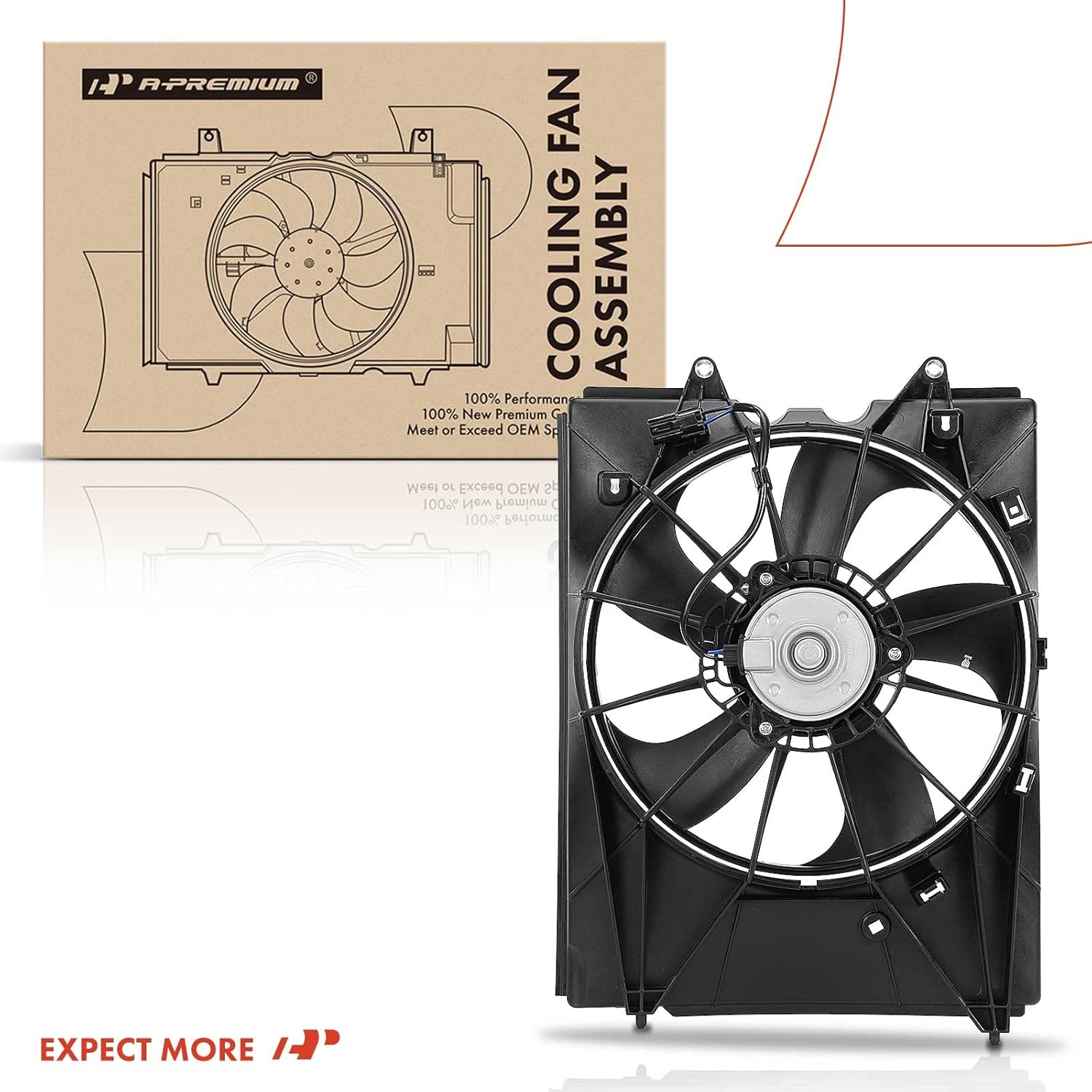 A-Premium Left Engine Radiator Cooling Fan Assembly Compatible with Honda & Acura Models - Pilot 2016-2022, Ridgeline 2017-2025, Passport 2019-2025, MDX 2014-2020 - Replace# 190155J6A01, 190305J6A01