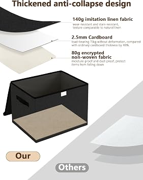 Bagnizer Small Collapsible Storage Boxes with Lids & Handles 3PCS
