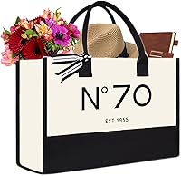 Vista 1 de 30th/40th/50th/60th/70th Birthday Gift Canvas Tote Bag for Women, Keepsake Beach Bag Party Birthday for Her