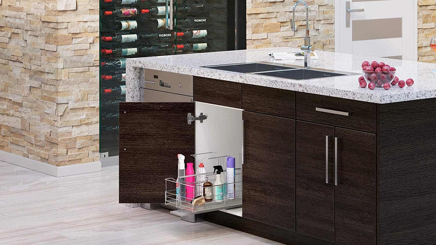 Amazon Com Dark Wood Textured Cabinet Modern Comtemporary Wood Frameless Construction Kitchen Single Door Full Height Base Cabinet No Drawer 9 24 Office Products