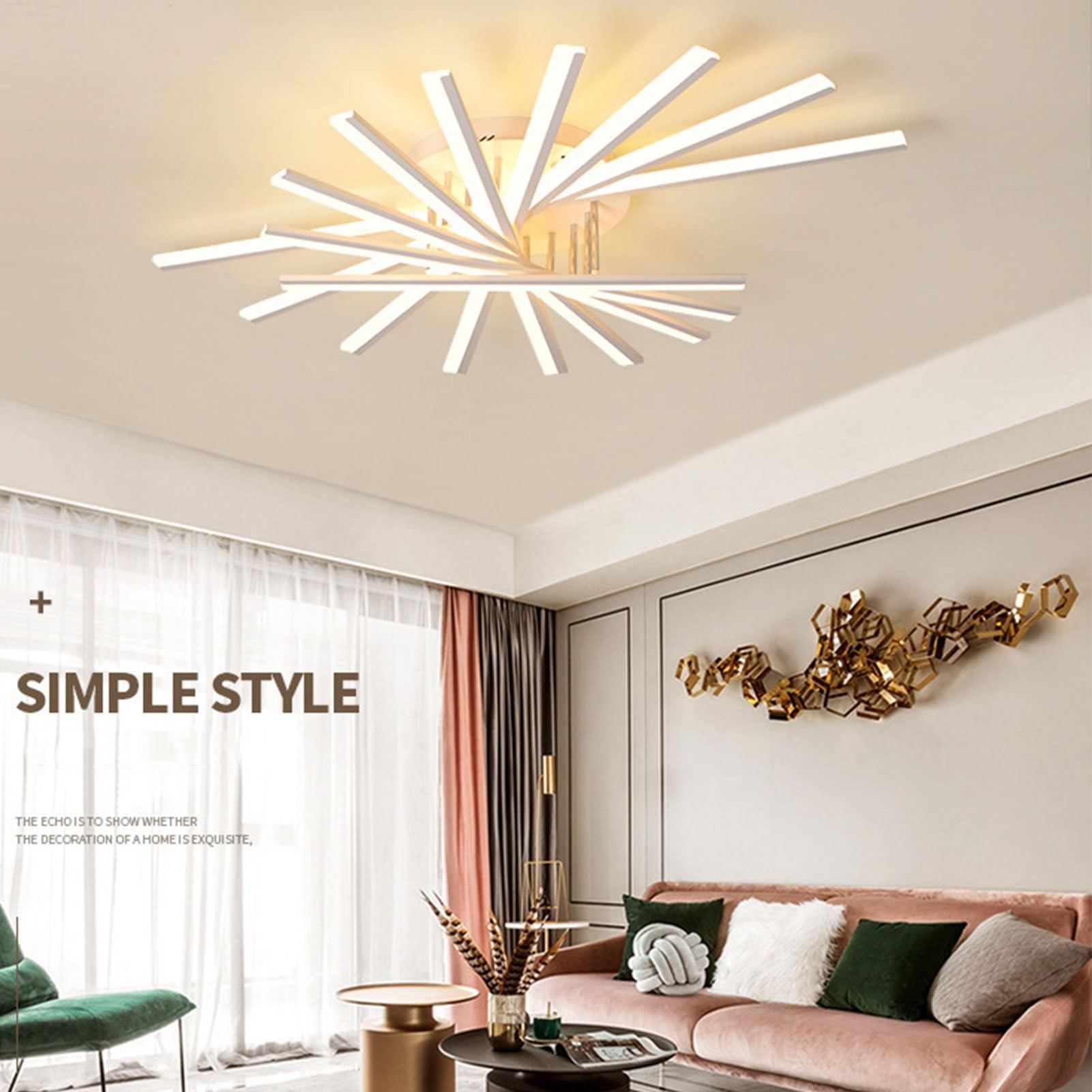 Plafoniera LED Moderna A Forma Di Fiore, 85cm, Dimmerabile Con Telecomando, Bianco E Oro Per Soggiorno E Camera