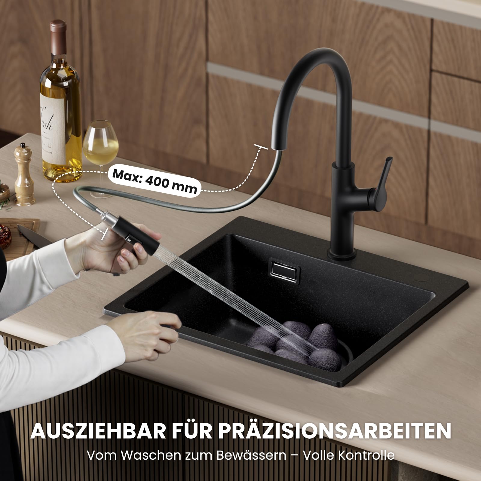 CECIPA Wasserhahn Küche Ausziehbar, Hochdruck Küchenarmatur