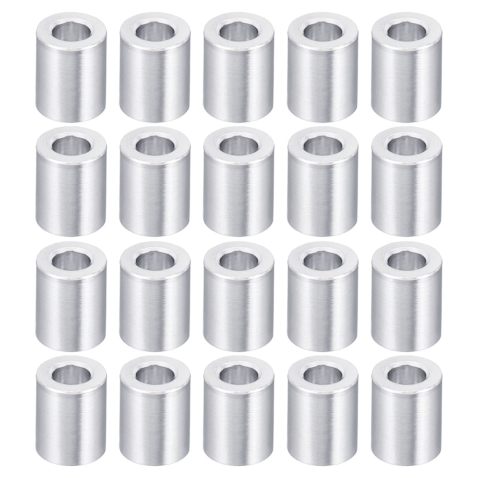 PATIKIL M4 Aluminum Spacer, 20 Pack 4.2mm ID x 8mm OD x 10mm L Spacer Plain Finish Spacer Fit for M4 Screw Bolt