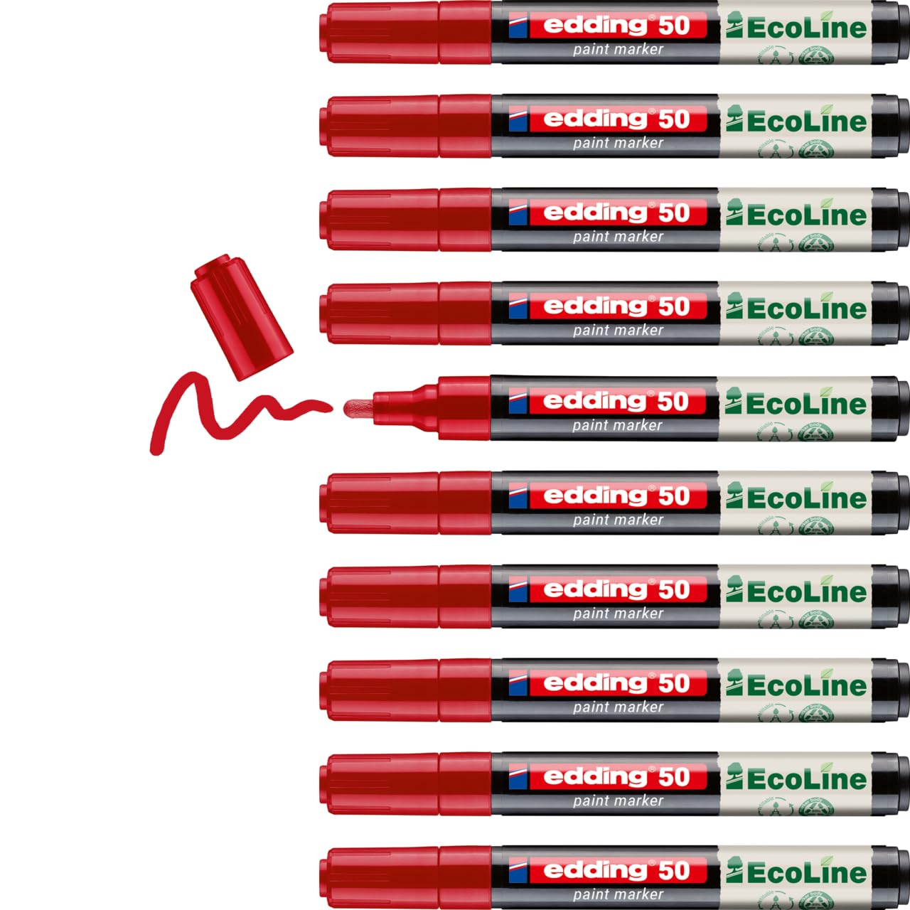 Edding Red E-50 Water-Based Paint Marker Medium 4-50-002/10 Pack 10