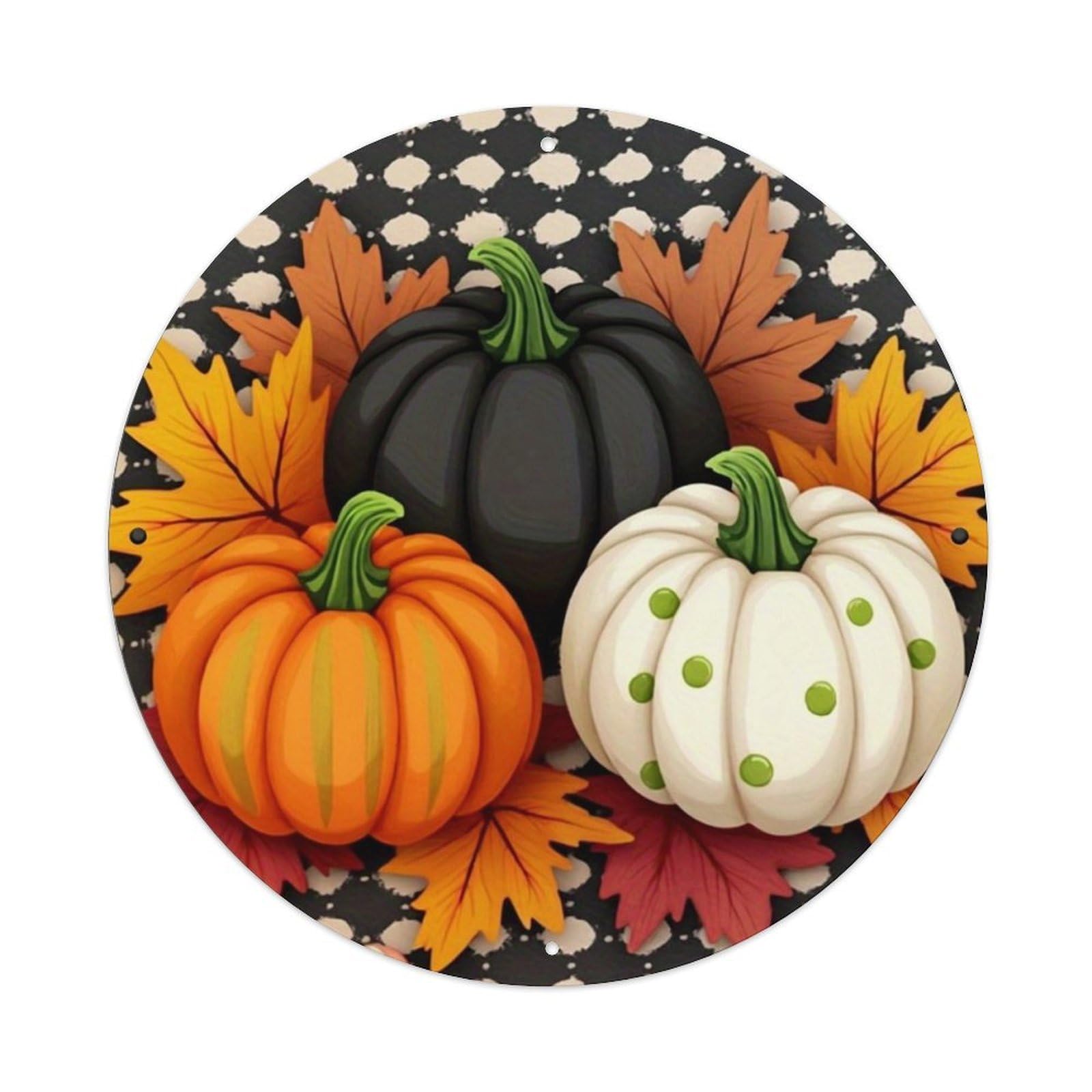 Jdyansheng Vintage Autumn Pumpkins And Leaves Pattern Tin Sign Metal Poster Metal Signs For Home Man Cave Bar Cafe Kitchen Laundry Room Wall Decorations 8X8 Inches