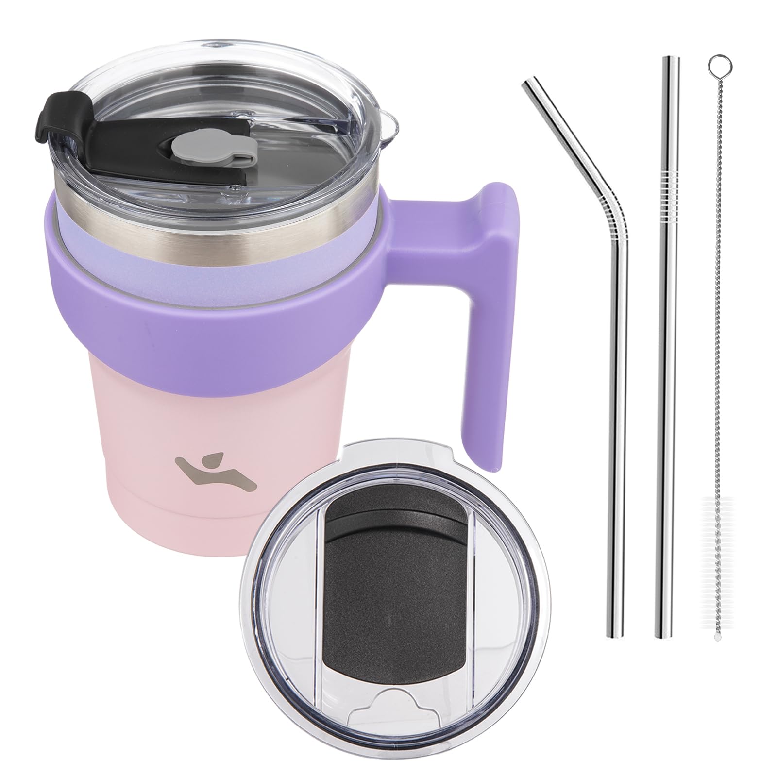 Konokyo 10 oz Tumbler with Handle and Straw, Insulated Travel Mug