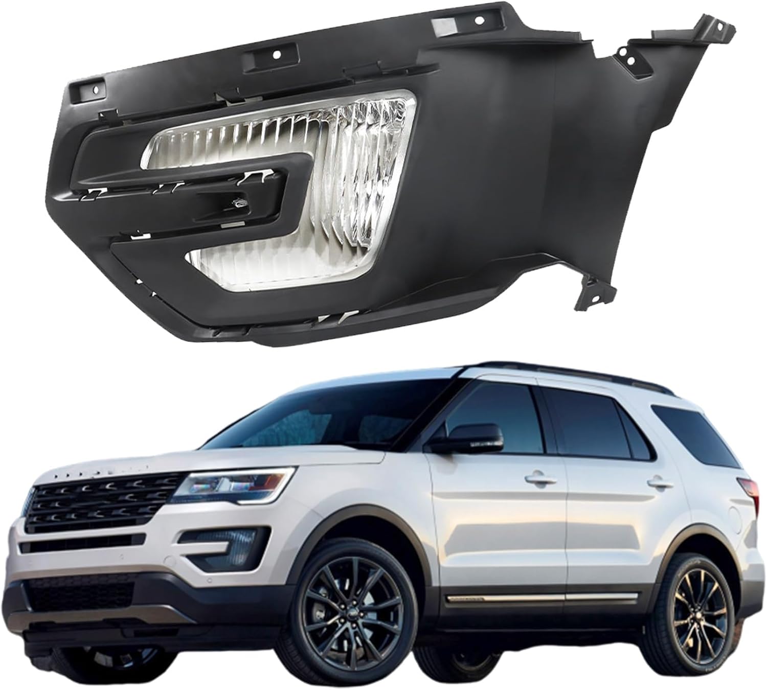 WFLNHB Left Front Halogen Fog Light Repalcement for Explorer 2016-2017 Front Fog Light W/Bezel Driver Side FB5Z15201G